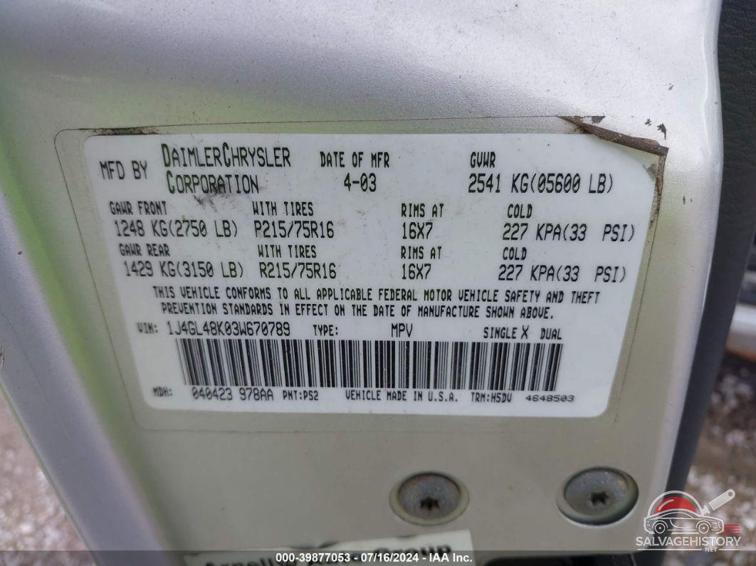 1J4GL48K03W670789 2003 JEEP LIBERTY photo no. 9