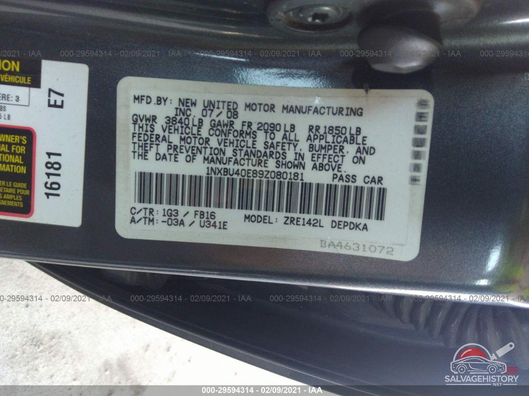 1NXBU40E89Z080181 2009 TOYOTA COROLLA photo no. 9