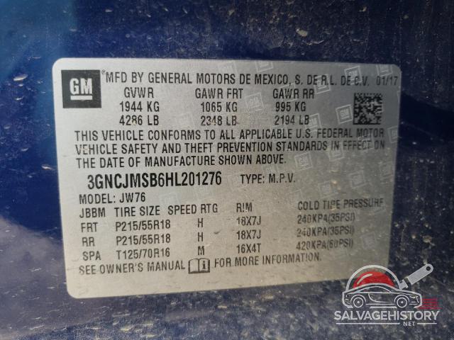 3GNCJMSB6HL201276 2017 CHEVROLET TRAX photo no. 12