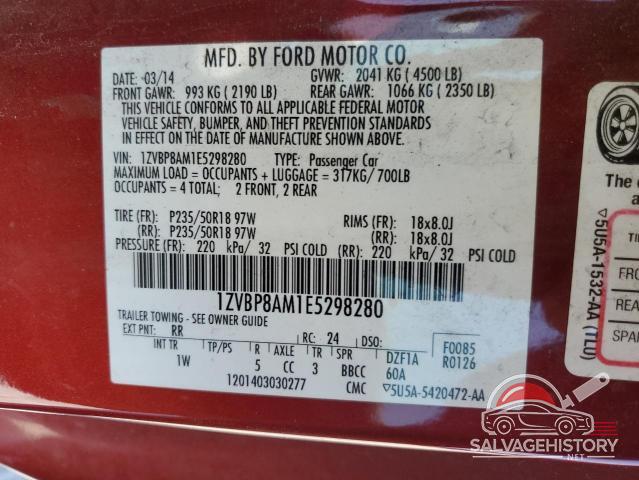1ZVBP8AM1E5298280 2014 FORD ALL Models photo no. 12