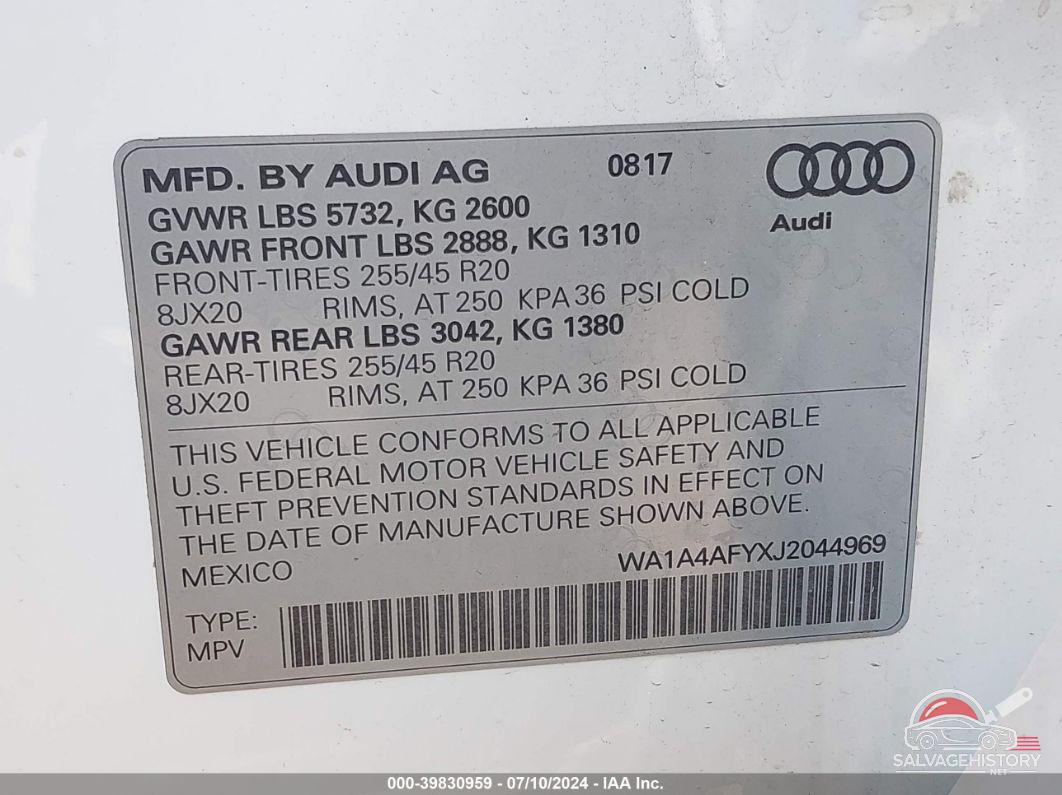WA1A4AFYXJ2044969 2018 AUDI SQ5 photo no. 9