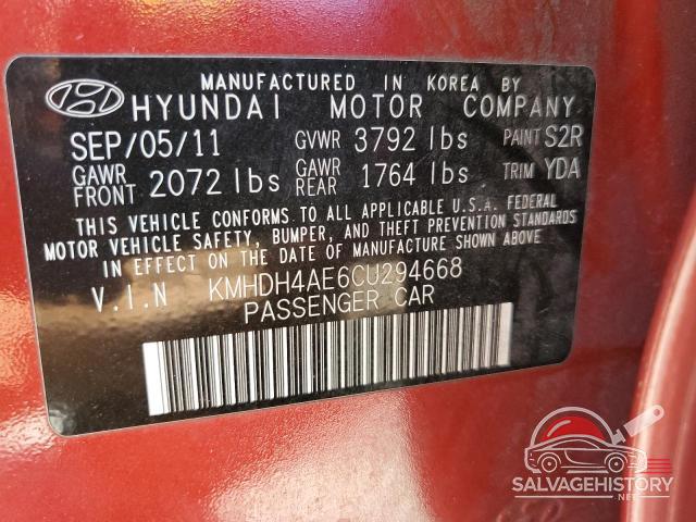 KMHDH4AE6CU294668 2012 HYUNDAI ELANTRA photo no. 12