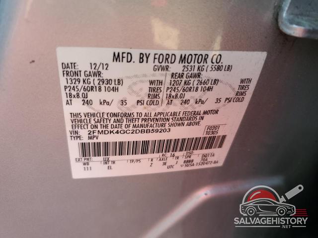 2FMDK4GC2DBB59203 2013 FORD EDGE photo no. 12