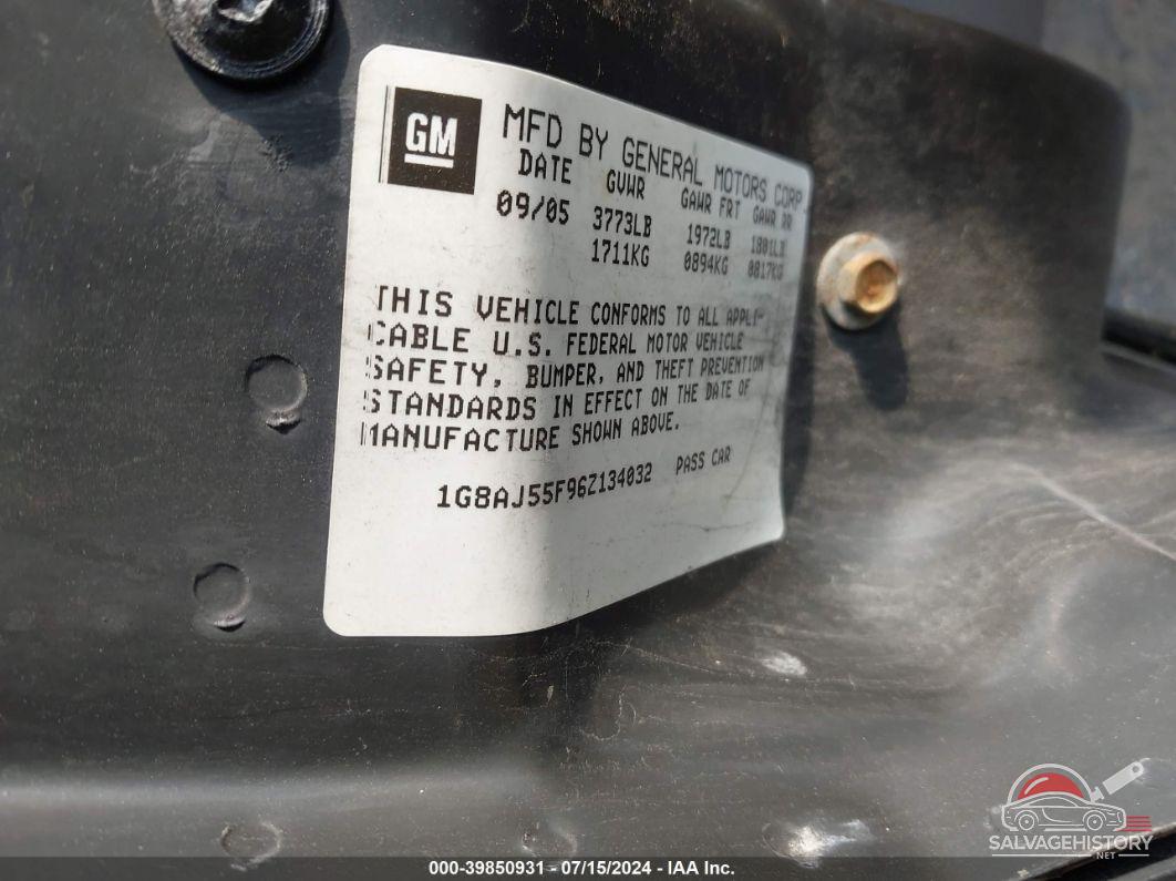 1G8AJ55F96Z134032 2006 SATURN ION photo no. 9