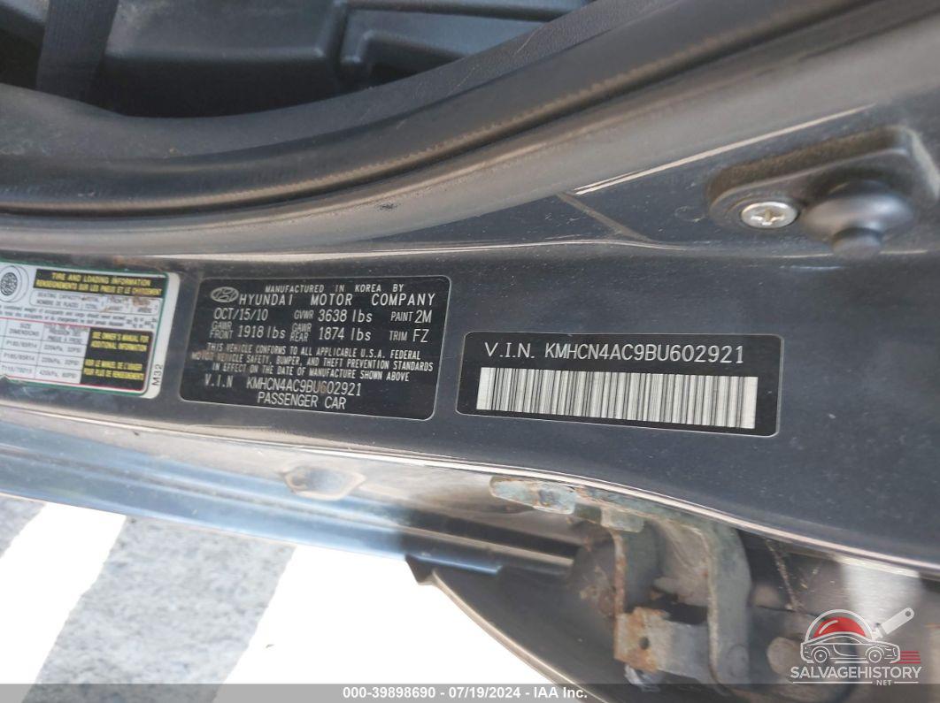 KMHCN4AC9BU602921 2011 HYUNDAI ACCENT photo no. 9