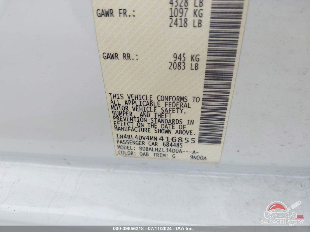 1N4BL4DV4MN416855 2021 NISSAN ALTIMA photo no. 9