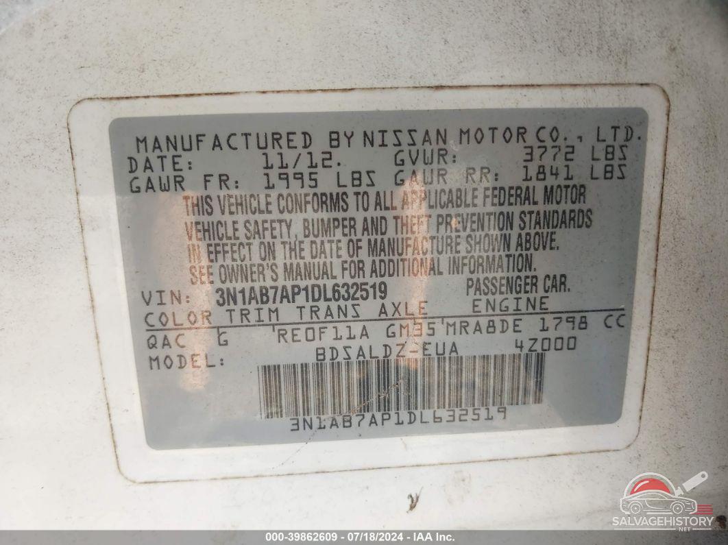 3N1AB7AP1DL632519 2013 NISSAN SENTRA photo no. 9