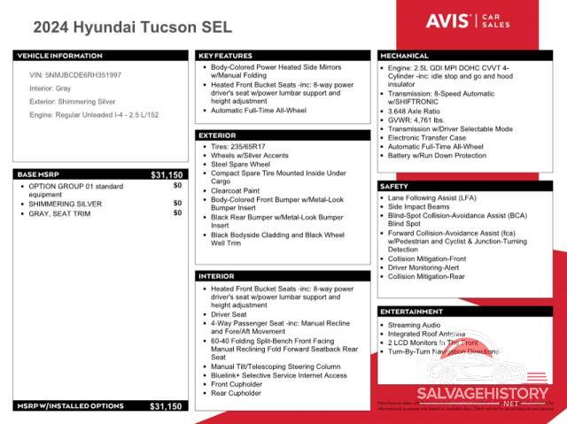 5NMJBCDE6RH351997 2024 HYUNDAI TUCSON photo no. 13