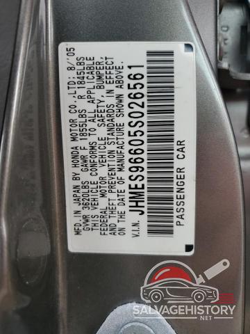 JHMES96605S026561 2005 HONDA CIVIC photo no. 12