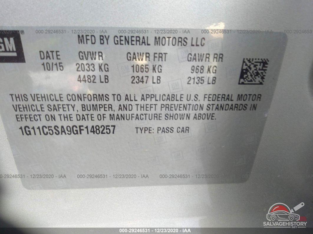 1G11C5SA9GF148257 2016 CHEVROLET MALIBU LIMITED photo no. 9