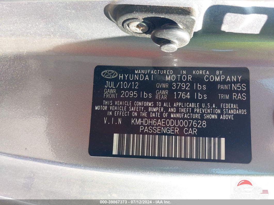 KMHDH6AE0DU007628 2013 HYUNDAI ELANTRA photo no. 9