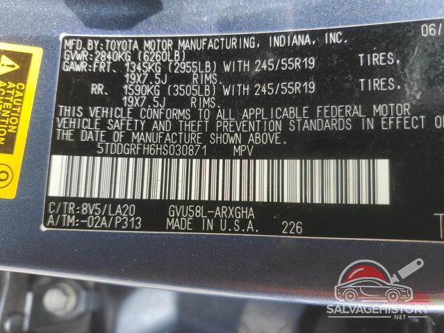 5TDDGRFH6HS030871 2017 TOYOTA HIGHLANDER photo no. 14