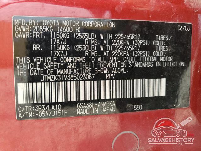 JTMZK31V385023087 2008 TOYOTA RAV4 photo no. 13