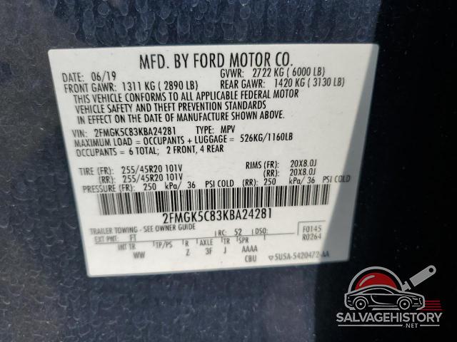 2FMGK5C83KBA24281 2019 FORD FLEX photo no. 14