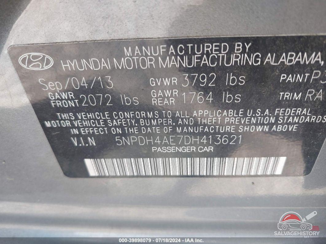 5NPDH4AE7DH413621 2013 HYUNDAI ELANTRA photo no. 9