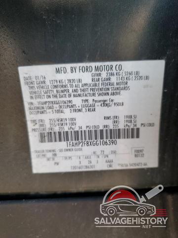 1FAHP2F8XGG106390 2016 FORD TAURUS photo no. 12