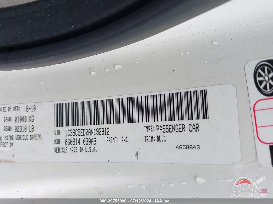 1C3BC5ED0AN192912 2010 CHRYSLER SEBRING photo no. 9