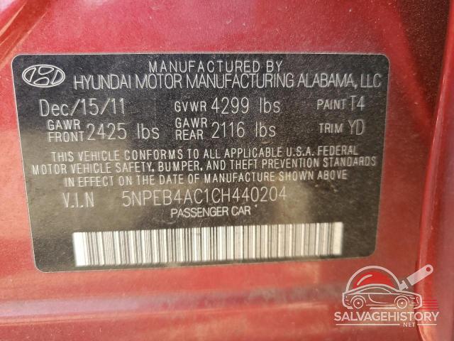 5NPEB4AC1CH440204 2012 HYUNDAI SONATA photo no. 12