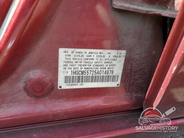 1HGCM55725A014876 2005 HONDA ACCORD photo no. 12