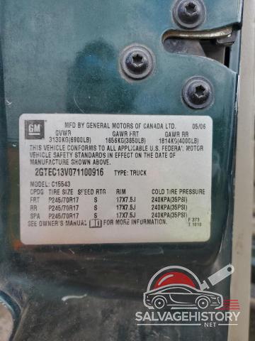 2GTEC13V071100916 2007 GMC SIERRA photo no. 12