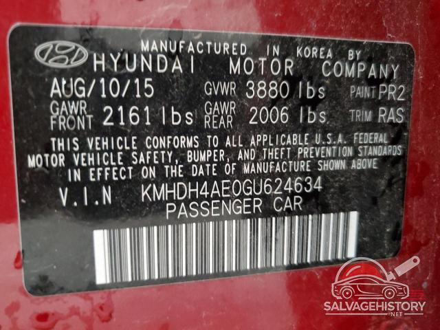 KMHDH4AE0GU624634 2016 HYUNDAI ELANTRA photo no. 12