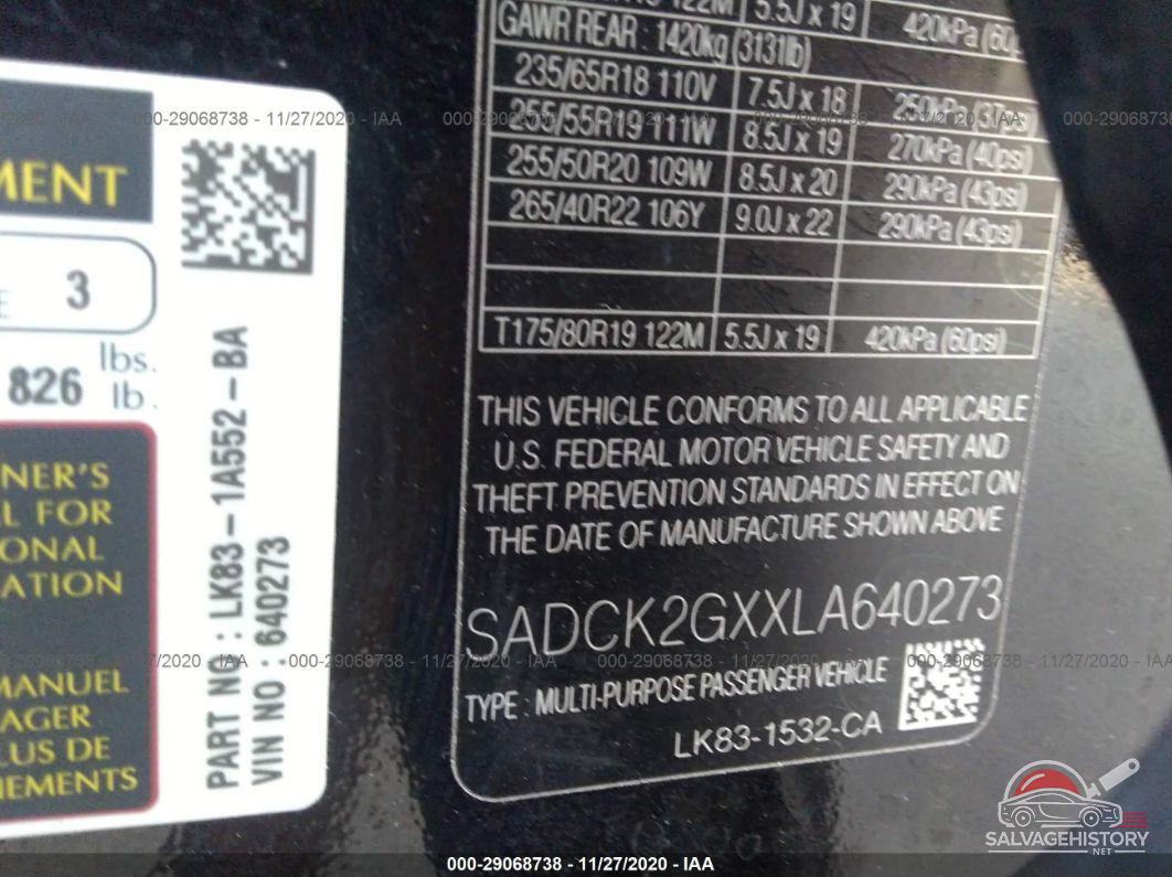 SADCK2GXXLA640273 2020 JAGUAR F-PACE photo no. 9