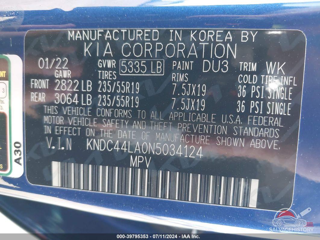 KNDC44LA0N5034124 2022 KIA EV6 photo no. 9