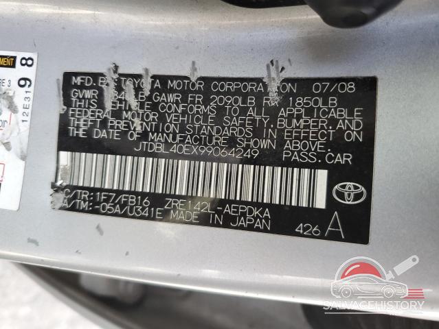 JTDBL40EX99064249 2009 TOYOTA COROLLA photo no. 12