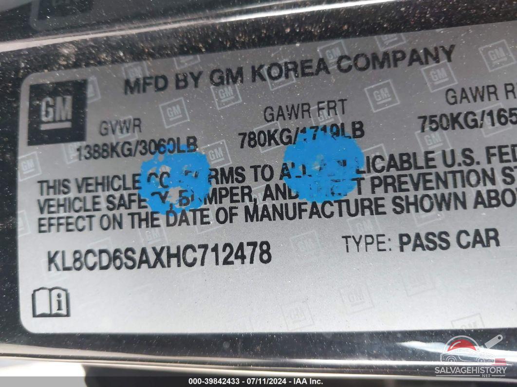 KL8CD6SAXHC712478 2017 CHEVROLET SPARK photo no. 9