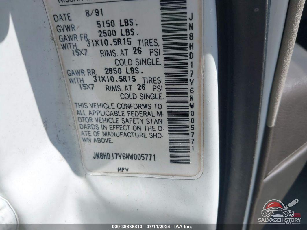 JN8HD17Y6NW005771 1992 NISSAN PATHFINDER photo no. 9