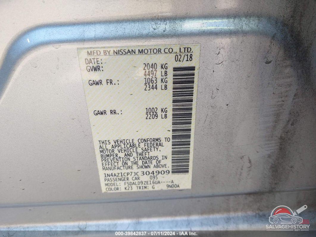 1N4AZ1CP7JC304909 2018 NISSAN LEAF photo no. 9