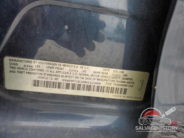 3VWRM71K38M151988 2008 VOLKSWAGEN JETTA photo no. 12