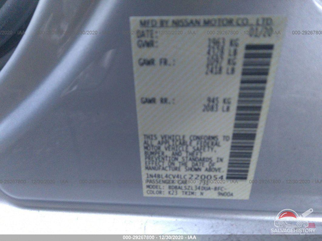 1N4BL4CV4LC220054 2020 NISSAN ALTIMA photo no. 9
