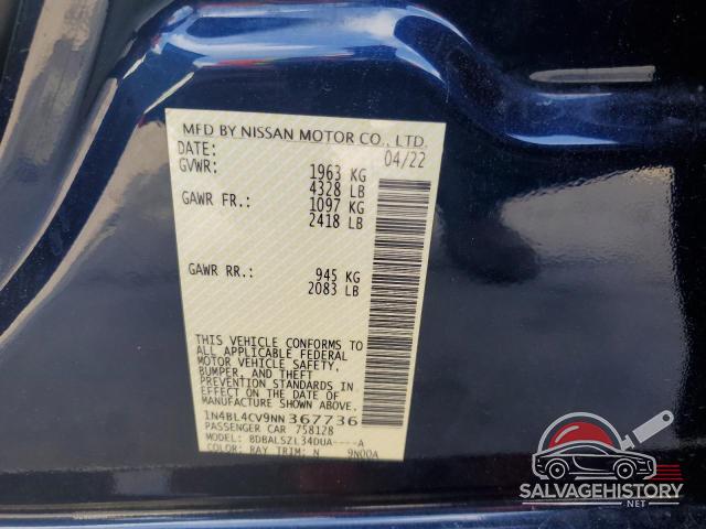 1N4BL4CV9NN367736 2022 NISSAN ALTIMA photo no. 12