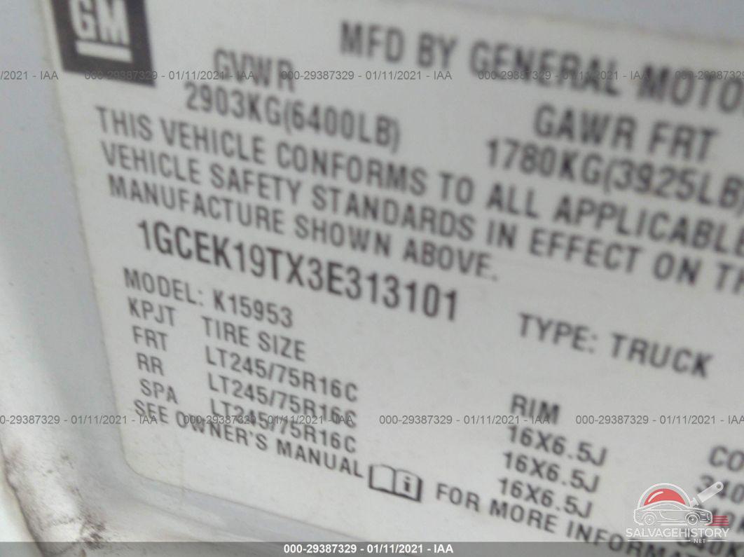 1GCEK19TX3E313101 2003 CHEVROLET SILVERADO 1500 photo no. 9