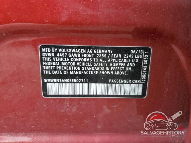 WVWBN7AN0EE502711 2014 VOLKSWAGEN CC photo no. 13