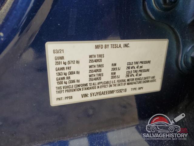 5YJYGAEE8MF159218 2021 TESLA MODEL Y photo no. 13