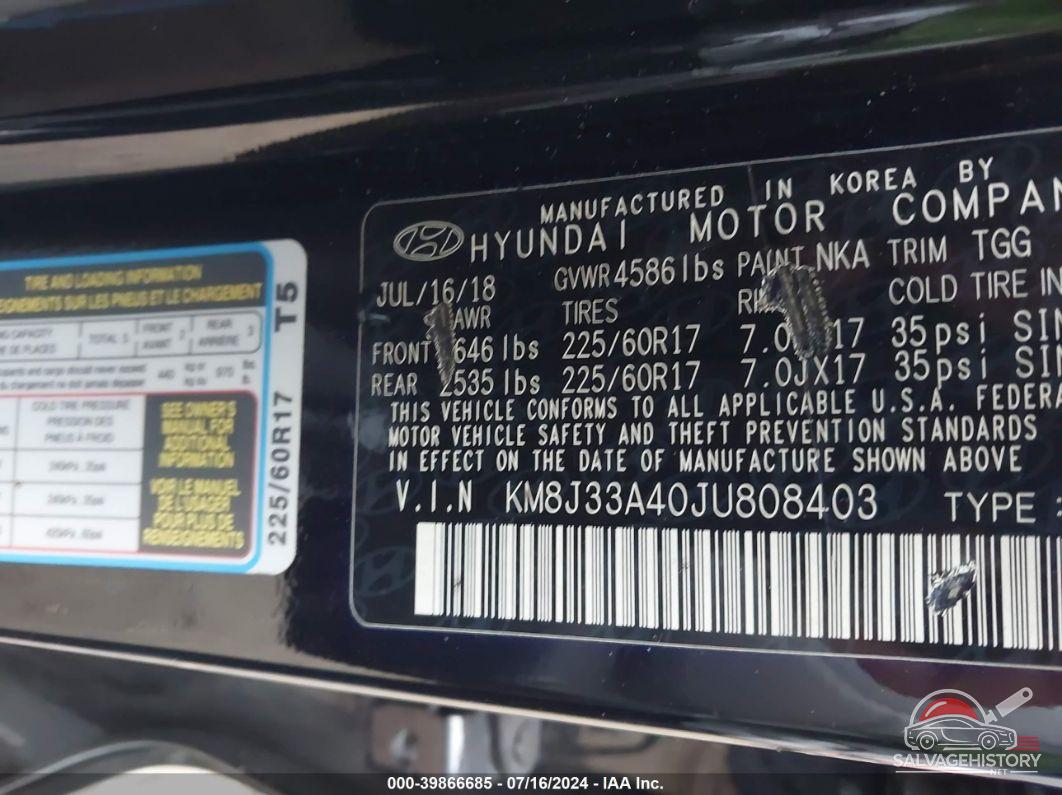 KM8J33A40JU808403 2018 HYUNDAI TUCSON photo no. 9