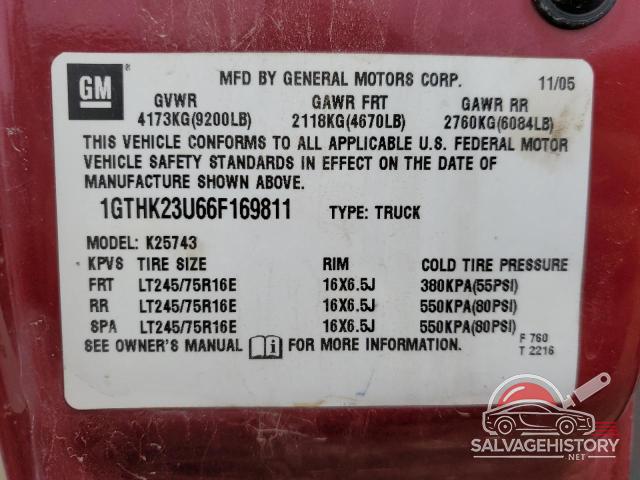 1GTHK23U66F169811 2006 GMC SIERRA photo no. 12