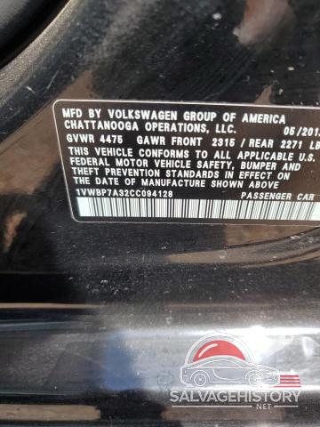 1VWBP7A32CC094128 2012 VOLKSWAGEN PASSAT photo no. 12