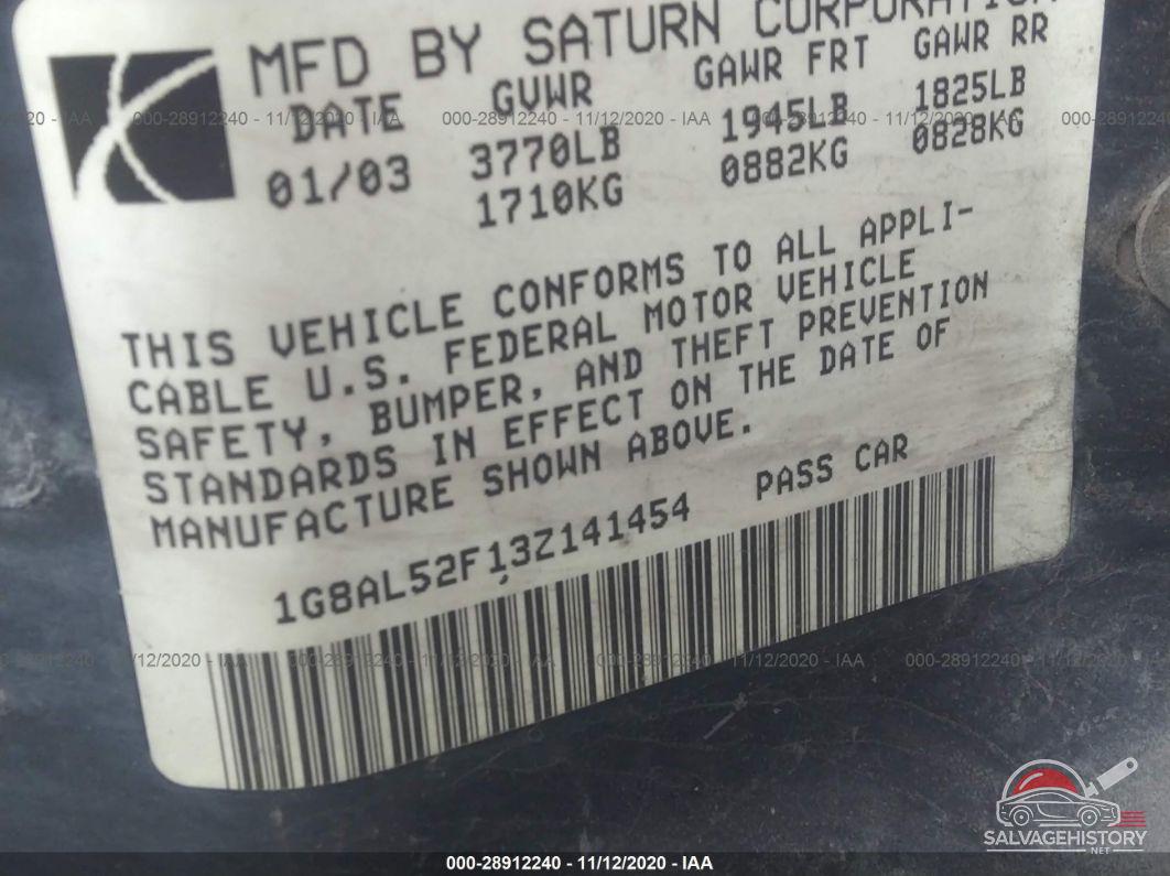 1G8AL52F13Z141454 2003 SATURN ION photo no. 9