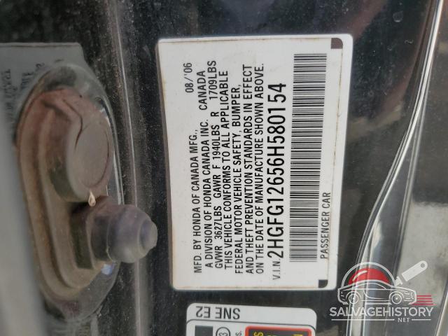 2HGFG12656H580154 2006 HONDA CIVIC photo no. 13