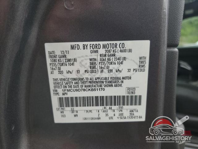 1FMCU9D78CKB51170 2012 FORD ESCAPE photo no. 13
