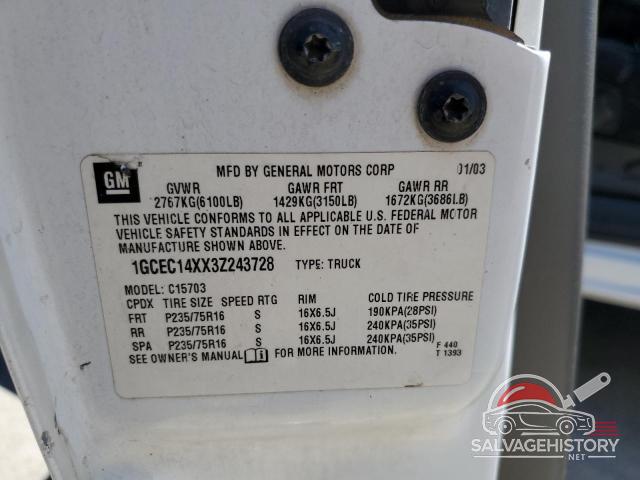 1GCEC14XX3Z243728 2003 CHEVROLET ALL Models photo no. 12