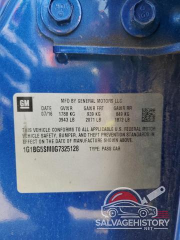 1G1BG5SM0G7325128 2016 CHEVROLET CRUZE photo no. 12