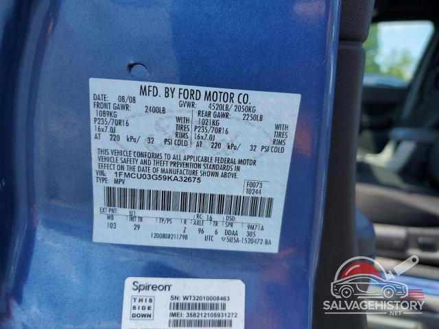 1FMCU03G59KA32675 2009 FORD ESCAPE photo no. 12