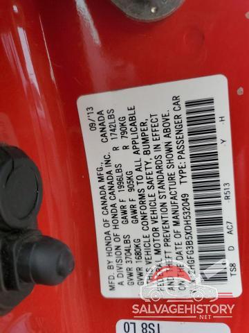 2HGFG3B5XDH532049 2013 HONDA CIVIC photo no. 13