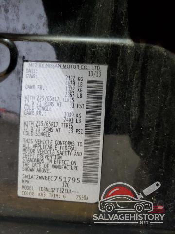 5N1AT2MV6EC751795 2014 NISSAN ROGUE photo no. 14