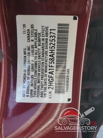 2HGFA1F58AH525371 2010 HONDA CIVIC photo no. 13