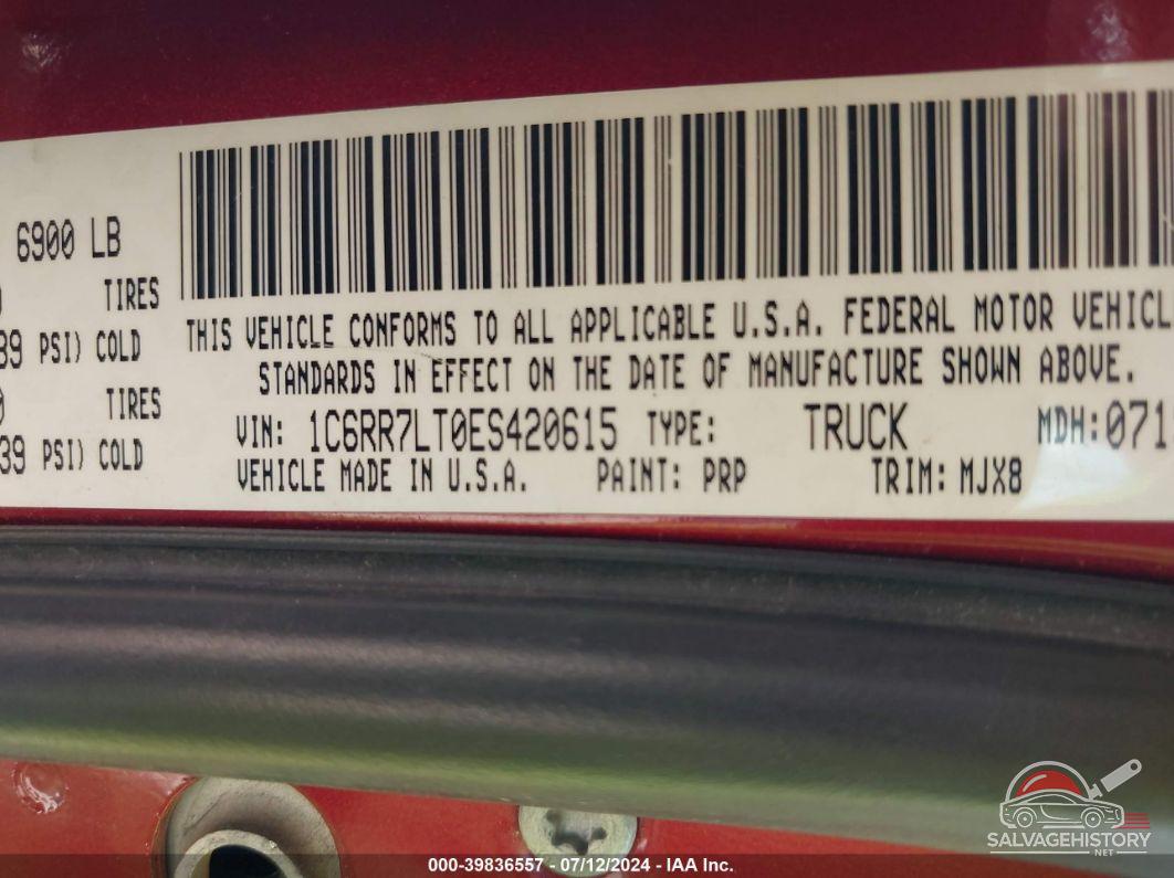 1C6RR7LT0ES420615 2014 RAM 1500 photo no. 9